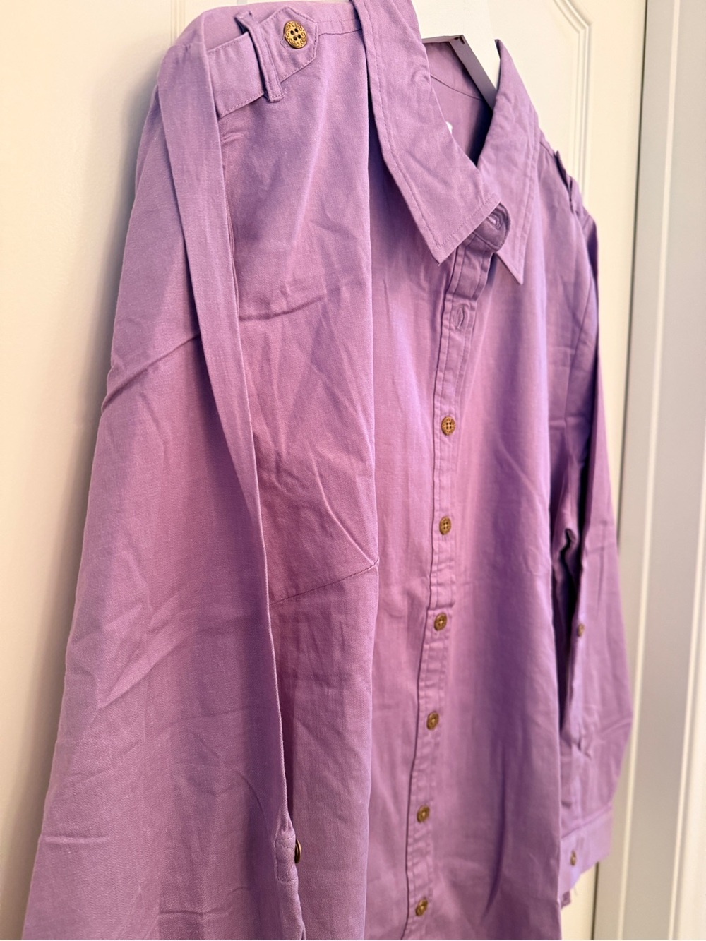 Relaxed Lavender Button-Down Shirt with Collar